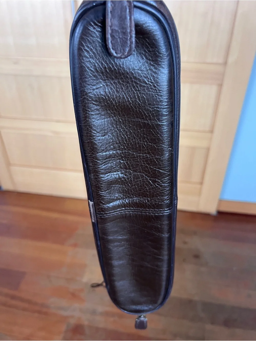 latico Dark Brown Leather Laptop Tote with Gold Hardware